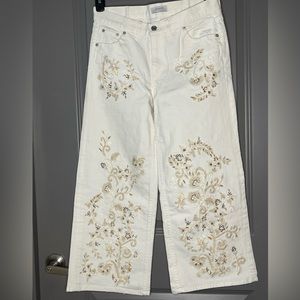 Festival Zara embroidery jeans material pants  size small - medium